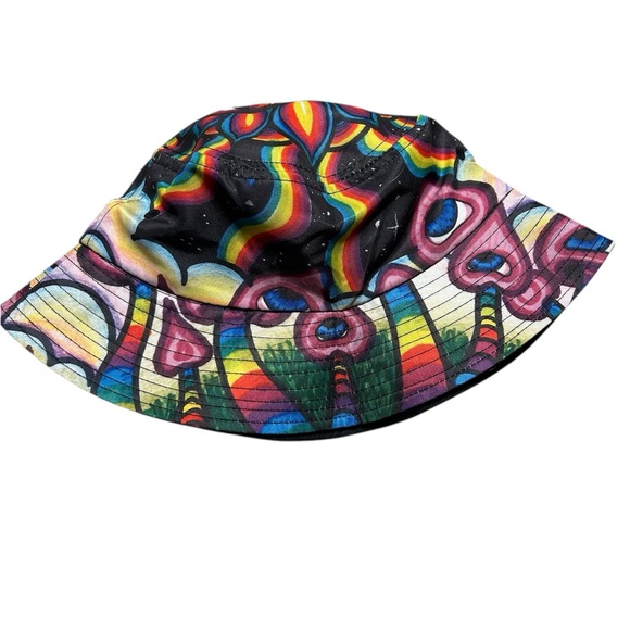 Unisex Psychedelic Mushroom Trippy Packable Travel Bucket Hat - Picture 9 of 9